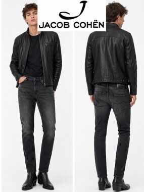 Jacob Cohen J622 Comfort Black Slim Straight Jeans Size 34 Made In Italy